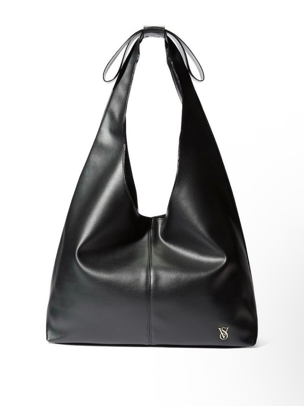 Victoria's Secret Black Leather Shoulder Hobo Bag